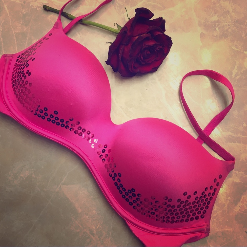 VS Pink Sequin Balconet Bra
